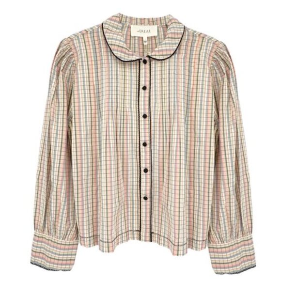 NWOT THE GREAT. river banks top in pastel plaid - Picture 2 of 6